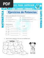 Ficha Ejercicios de Potencias para Cuarto de Primaria