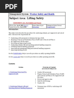 Subject Area: Lifting Safety: Management System