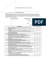 Questionaire For Feeding Program