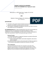 Independent Contractor Agreement This Independent Contractor Agreement (The "Agreement") Dated This - Day of - , - Between