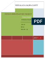 Physics Investigatory Project: Kendriya Vidyalaya Jalipa Cantt
