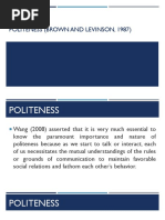 Politeness (Brown and Levinson, 1987)