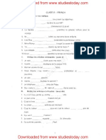 Revision Worksheet Class 6 French PDF