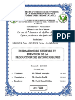 Estimation Des Reserves Et Prevision de La Production Des Hydrocarbures