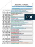 Calendário Estácio 