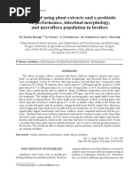 Effects of Using Plant Extracts and A Probiotic On Performance, Intestinal Morphology, and Microflora Population in Broilers