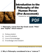 Introduction To Philosophy of Human Person (Pre-Assessment)