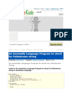 An Assembly Language Program To Check For Palindrome String