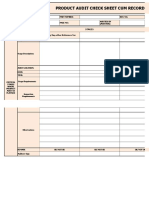 Product Audit Check Sheet Cum Record: STAGES AS PER PCP/ Drawing/Any Other Reference No