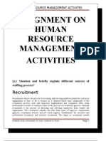 Assignment On Human Resource Management Activities: Recruitment