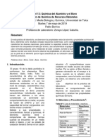 Informe Inorgánica Quimica Del Grupo 13 Aluminio y Boro 14 de Mayo