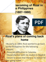 First Homecoming of Rizal in The Philippines (1887-1888)