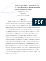 Lowering The Minimum Age of Criminal Responsibility and Inefficient Rehabilitation Programs For Children in Conflict With The Law in The Philippines