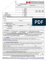 International Education Application For Admission: Application #: Student #: Date Received