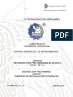 Portada y Estructura de Anteproyecto (Anexo I) de Residencia Profesional EJ2019