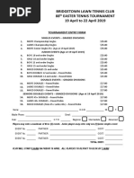 New 2019 Bridgetown Easter Tournament Entry Form