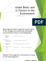 Differentiate Biotic and Abiotic Factors in The Environment