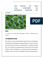 Cholorophyll Content in Five Different Species of Plant