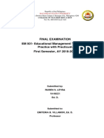 Final Examination EM 501-Educational Management Theory and Practice With Practicum First Semester, AY 2018-2019