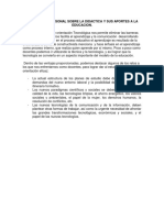 Conclusión Personal Sobre La Didactica y Sus Aportes A La Educacion