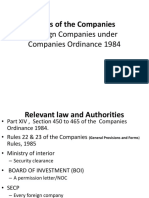 Types of The Companies: Foreign Companies Under Companies Ordinance 1984