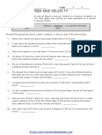 Worksheet Velocity