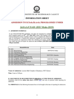 Josaa/Csab (Jee Main-2019) : Information Sheet