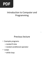 Introduction To Computer and Programming