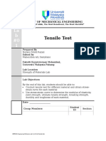 Tensile Test: Faculty of Mechanical Engineering