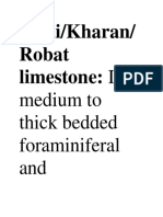 Nisai/Kharan/ Robat Limestone: It Is: Medium To Thick Bedded Foraminiferal and