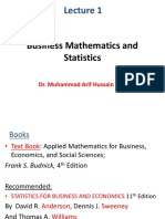 Business Mathematics and Statistics: Dr. Muhammad Arif Hussain