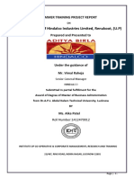 Financial Analysis of Hindalco Industries Limited, Renukoot, (U.P)