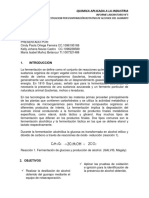 Informe de Laboratorio Practica #5. Destilación de Alcohol Del Guarapo