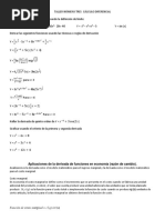 Aplicaciones de La Derivada de Funciones en Economía