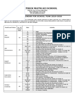 Calendar of Activities For 2019-2020