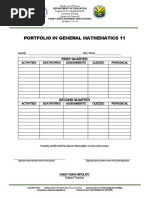 Portfolio in General Mathematics 11: First Quarter