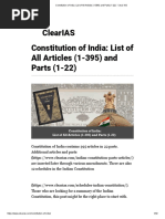 Clearias Constitution of India: List of All Articles (1-395) and Parts (1-22)