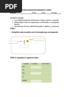 Prueba Algebra y Ecuaciones 7 Basico 2019