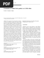 (Kurt 2008) Evaluation of Drilled Hole Quality in Al 2024 Alloy