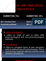 Anesthesia and Analgesia in Obstetrics