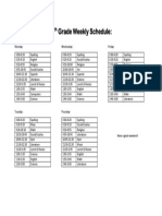 6th Grade Student Weekly Schedule