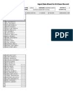 Input Data Sheet For E-Class Record: Region Division District School Name School Id