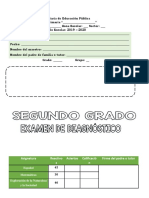 Examen Diagnostico Segundo Grado 2019 - 2020