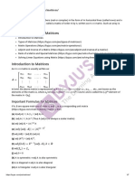 Matrices: Table of Contents For Matrices