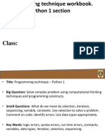 Programming Technique - Python 1 - Workbook