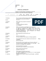 Judicial Affidavit: Republic of The Philippines) Province of Pampanga) S.S. City of San Fernando)