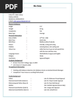 Bio Data: Physical Attributes