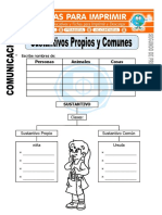 Ficha de Sustantivos Propios y Comunes para Segundo de Primaria