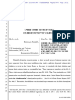 Ms L V Ice - Order On Motion To Allow Parents Deported Without Their Children To Travel To Us