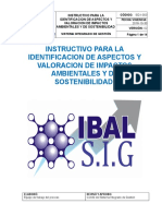 Sg-I-003 Instructivo Identificacion de Aspectos y Valoracion de Impactos Ambientales y de Sostenibilidad